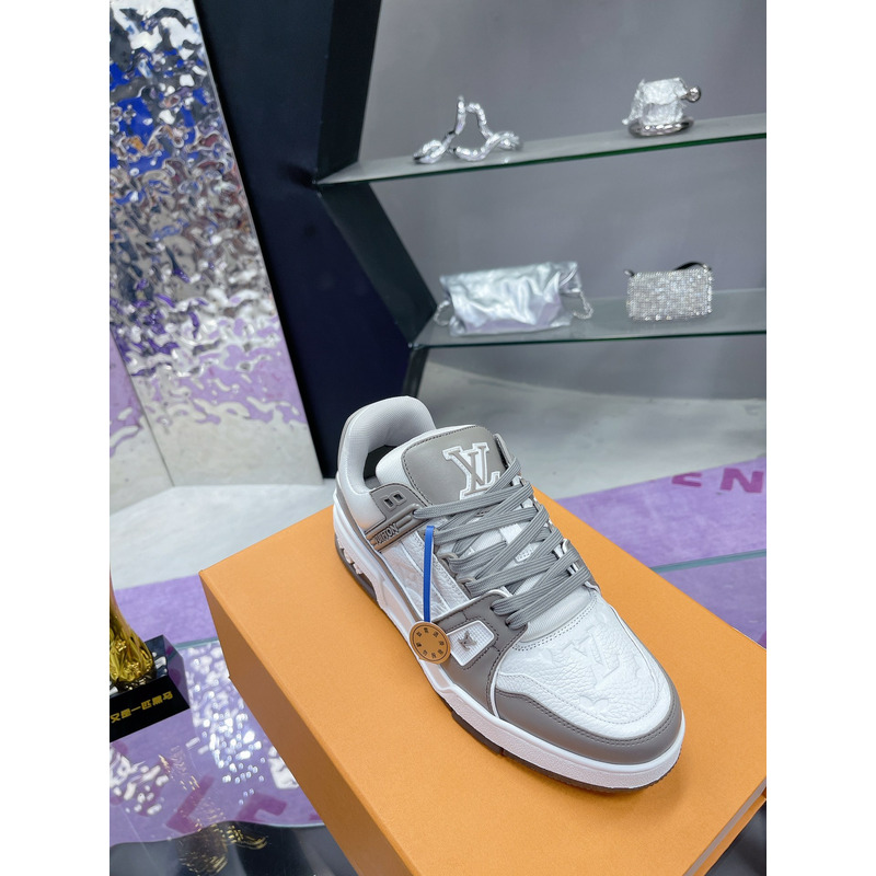 l**is V*t*n trainer sneaker gray and white