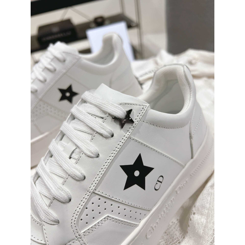 D*or star platform sneaker white calfskin and suede calfskin