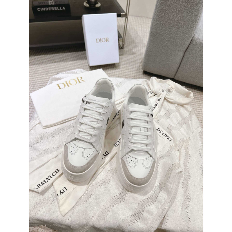 D*or star platform sneaker white calfskin and suede calfskin