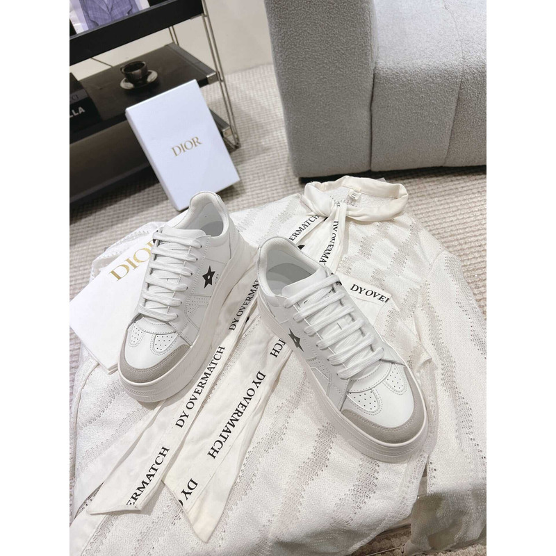 D*or star platform sneaker white calfskin and suede calfskin