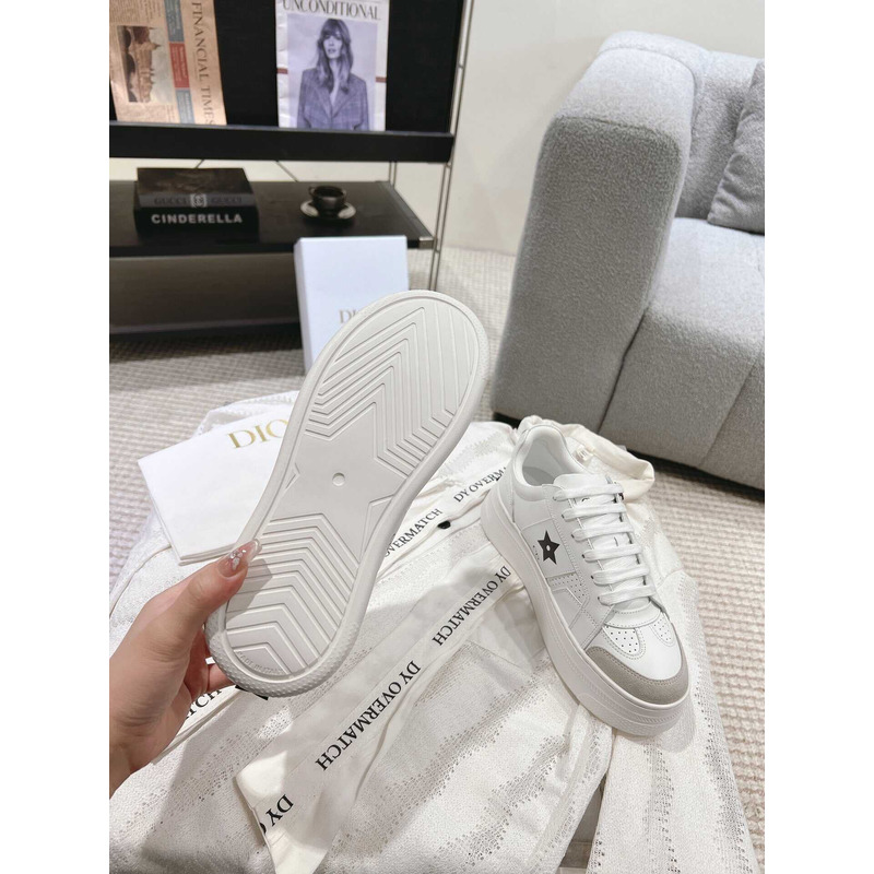 D*or star platform sneaker white calfskin and suede calfskin