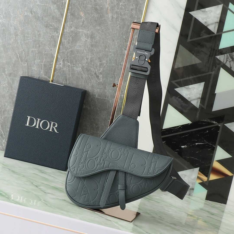 saddle bag grey D*or gravity leather and black grained calfskin