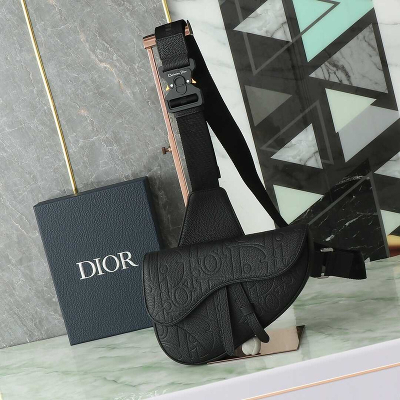 D*or saddle bag black D*or gravity leather and black grained calfskin