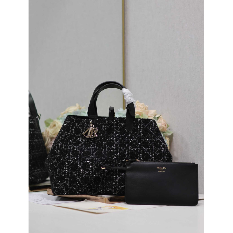 D*or large toujours bag black cannage tweed