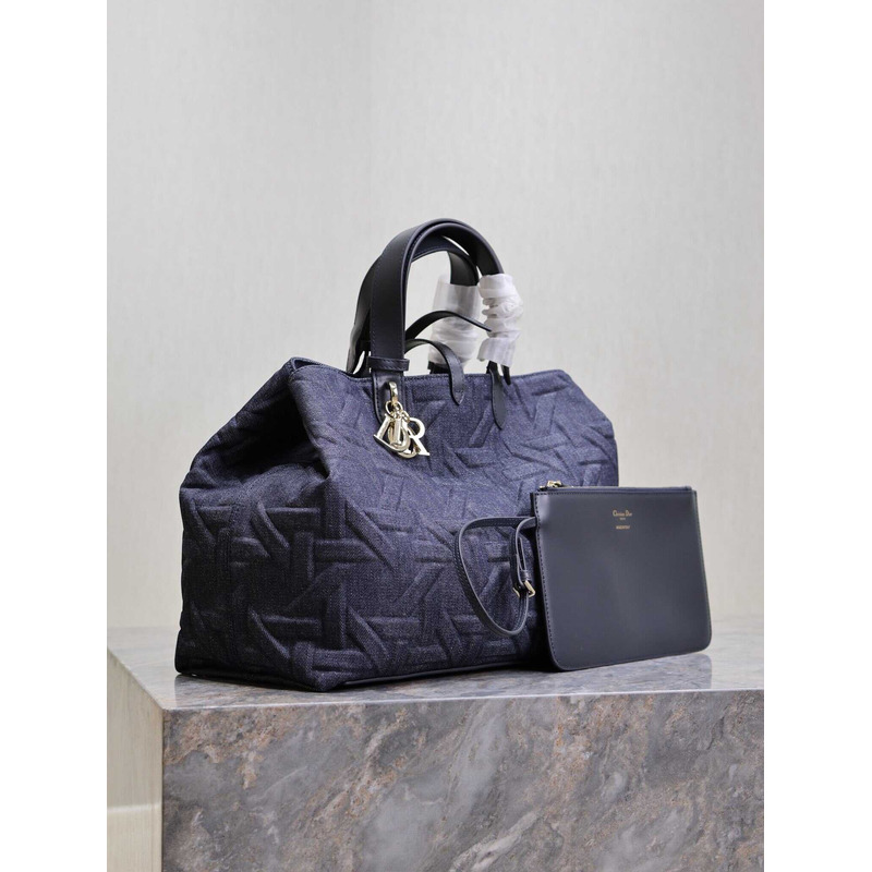 D*or large D*or toujours bag blue graphic cannage denim