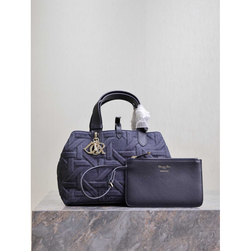 D*or med D*or toujours bag blue graphic cannage denim