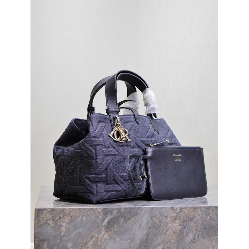 D*or med D*or toujours bag blue graphic cannage denim