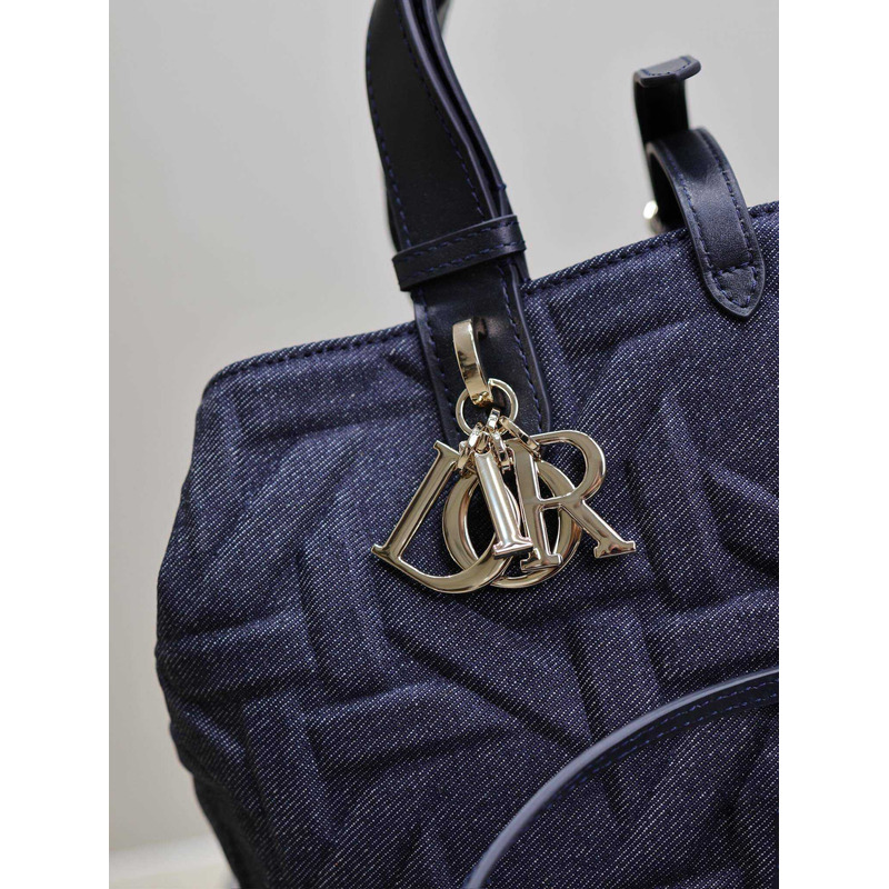 D*or med D*or toujours bag blue graphic cannage denim