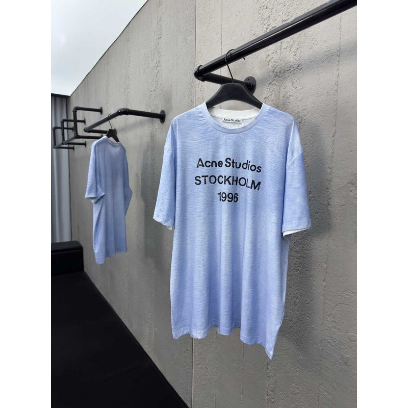 Acne Studios Logo Relaxed Fit Cotton Blue T-Shirt