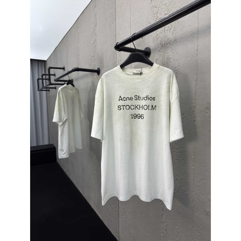 Acne Studios Logo Relaxed Fit Cotton Dusty White T-Shirt
