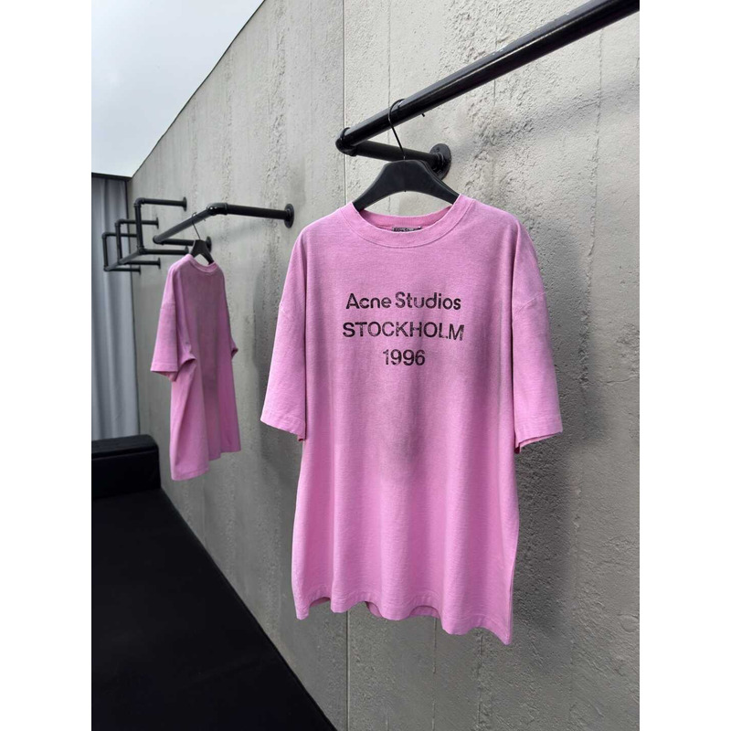 Acne Studios Logo Relaxed Fit Cotton Candy Pink T-Shirt