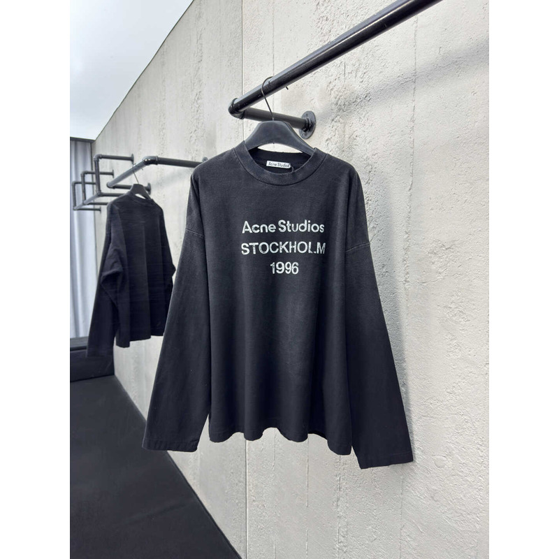 Acne Studios Logo Relaxed Fit Cotton Long Sleeve T-Shirt
