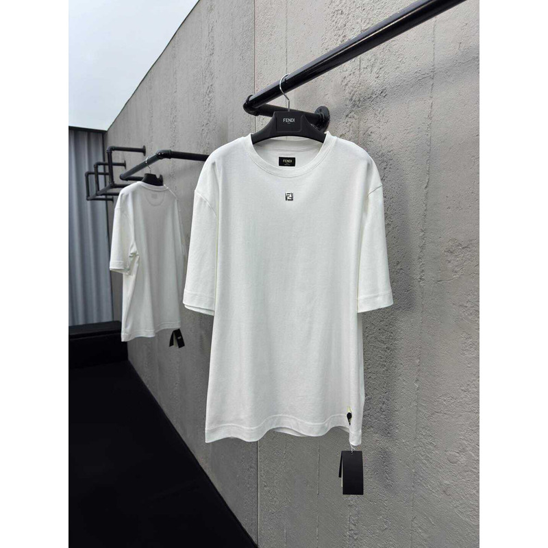 Fendi Metal FF Applique White Cotton T-Shirt