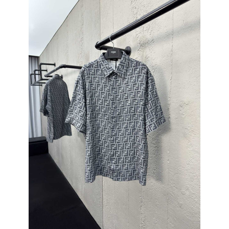 Fendi Blue FF Denim Shirt With Topstitching