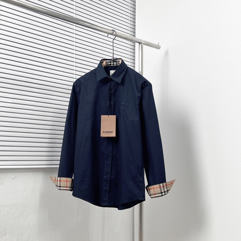 Burberry Stretch Cotton Poplin Shirt Navy