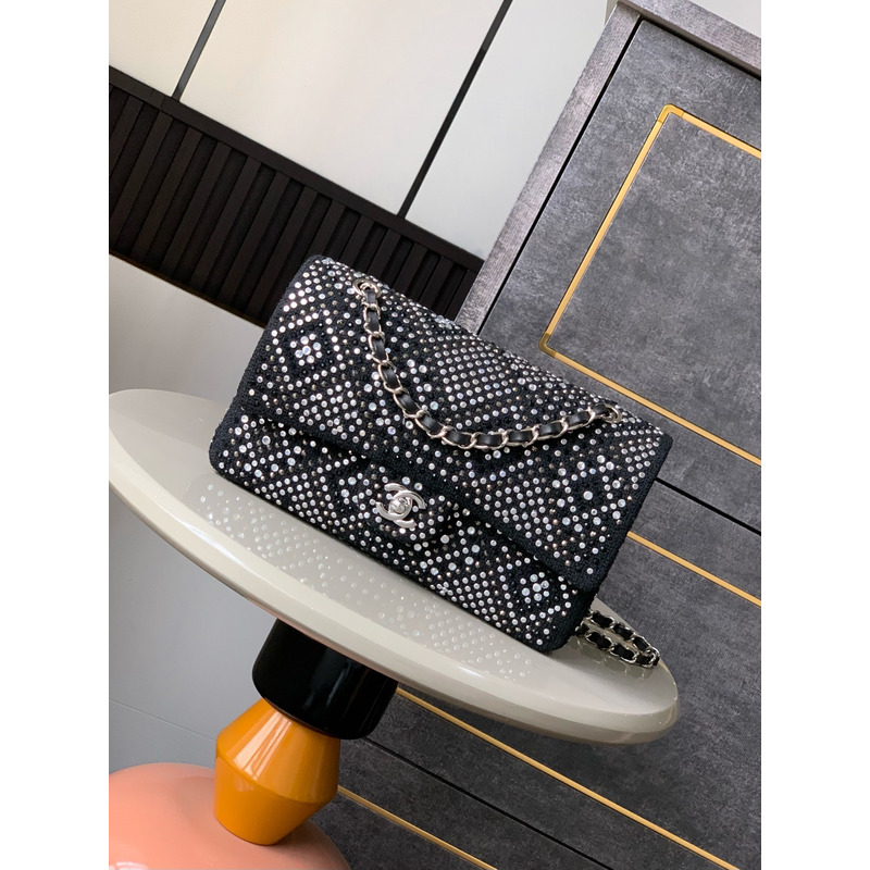 Chanel Black Crystal Embellished Classic Flap Bag