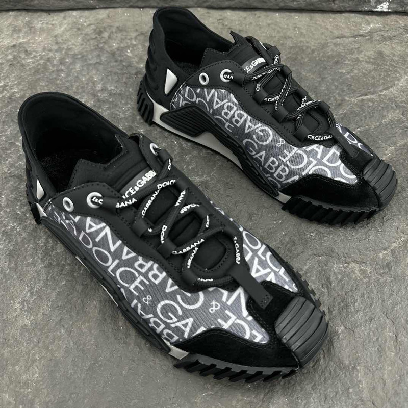 D&G Shoes Logo Lace Up Low Top Black