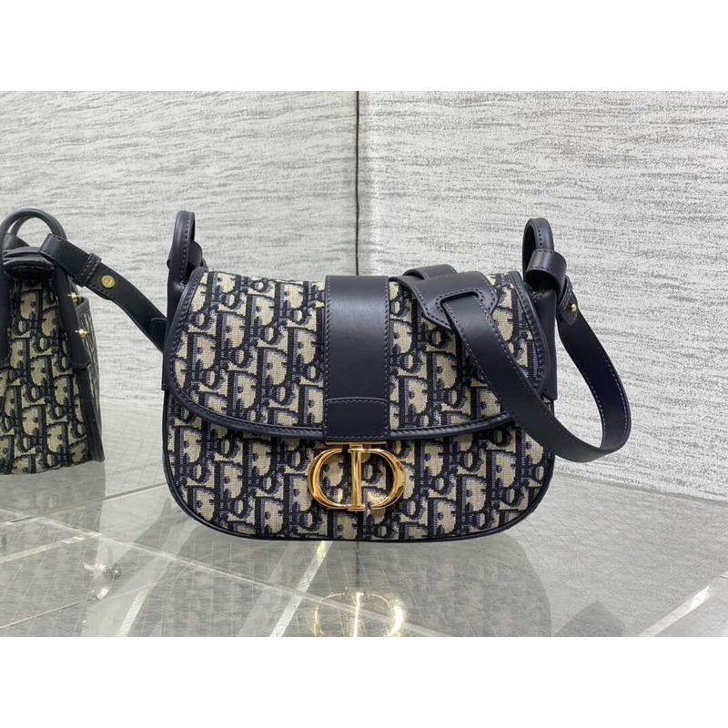 Dior Medium 30 Montaigne Satchel Bag Blue Dior Oblique Jacquard