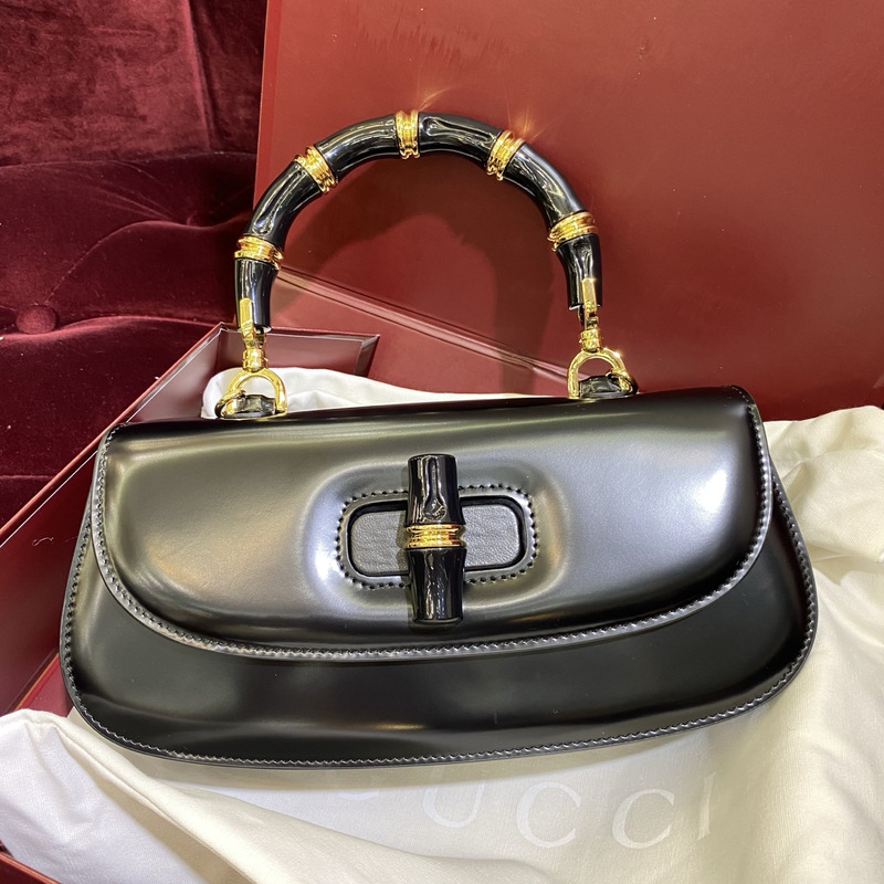 Gucci Bamboo Diva Medium Bag Black Leather