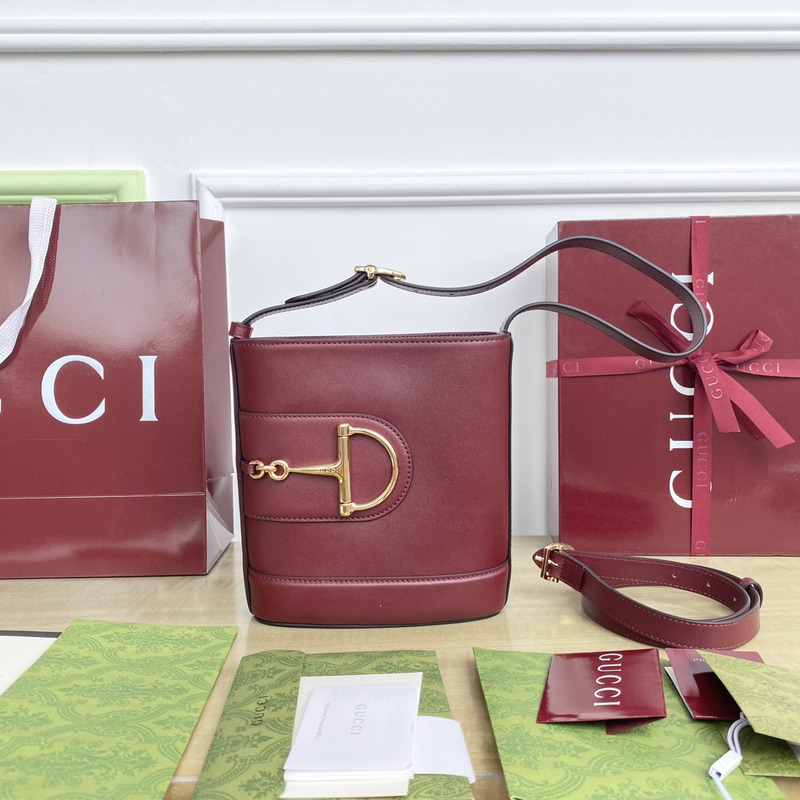 Gucci Gucci 73 Small Bucket Bag Rosso Ancora Red Smooth Leather
