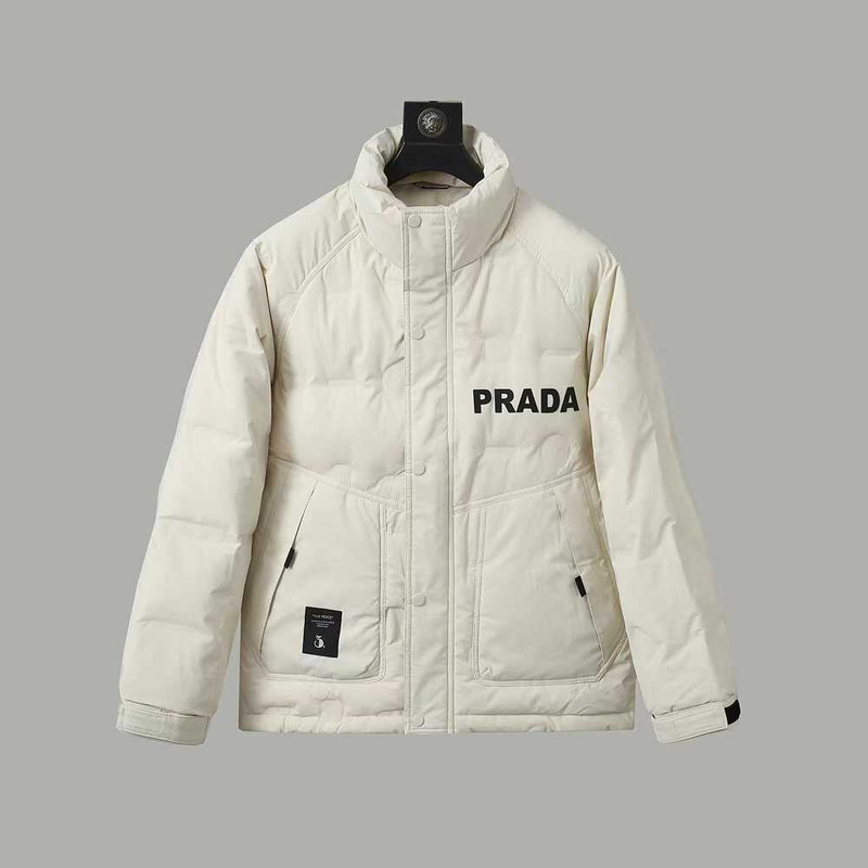 Prada Re-Nylon Padded Down Jacket in Ivory