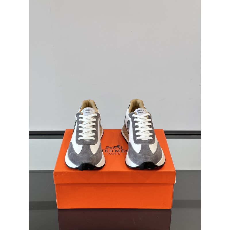 Hermes Logo Sneaker Grey And White