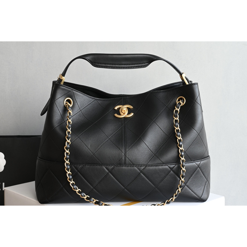 Chanel Shopping Bag Calfskin & Gold-Tone Metal In Black