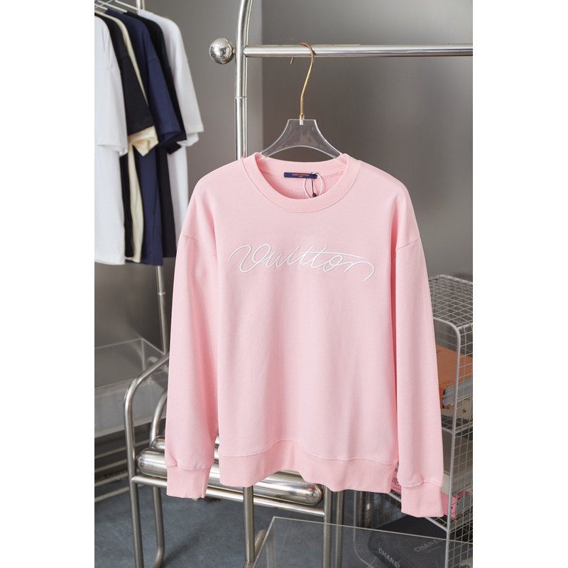 Louis Vuitton Embroidered Cotton Crewneck In Pink