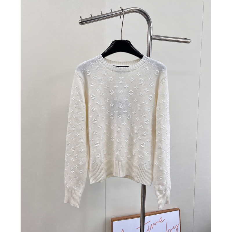 Louis Vuitton Monogram Pointelle Cotton Pullover In White
