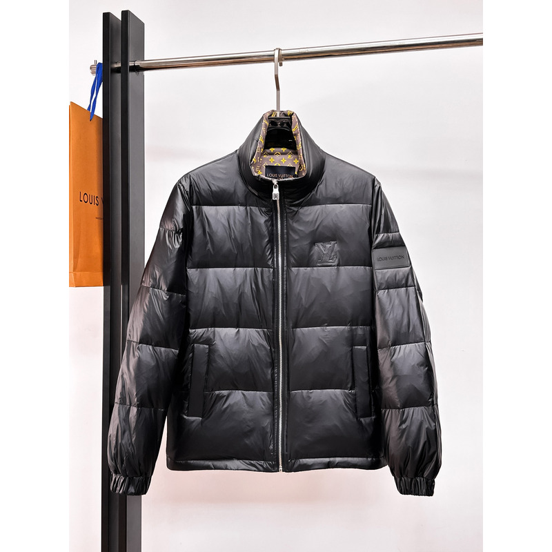 Louis Vuitton Monogram Accent Puffer Jacket In Black
