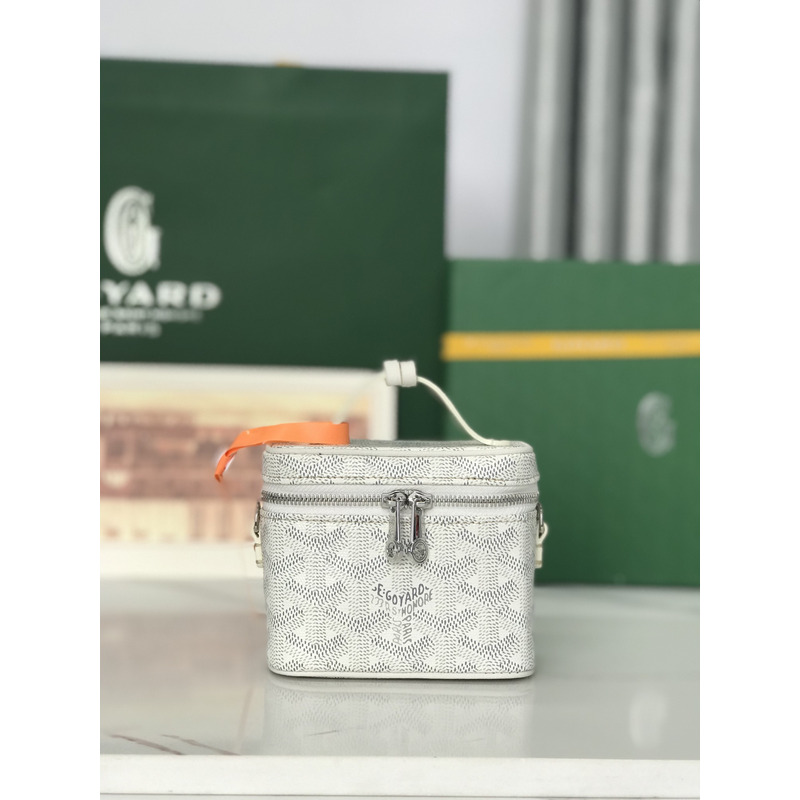 Goyard Goyardine White Muse Vanity Bag Silver Hardware