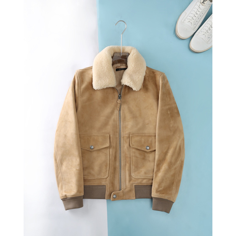 Tom Ford Shearling-Trimmed Suede Bomber Jacket In Neutral