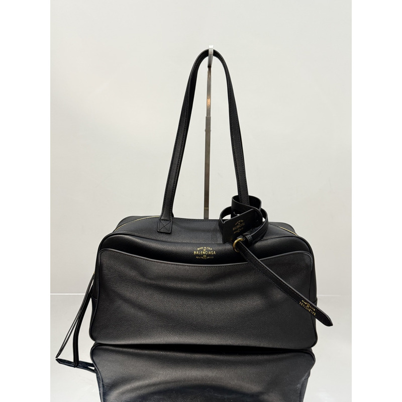 Balenciaga Carrie Bowling Bag Medium In Black Calfskin