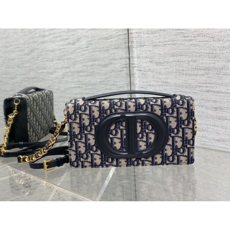 Dior CD Signature Shoulder Bag In Blue Oblique Jacquard