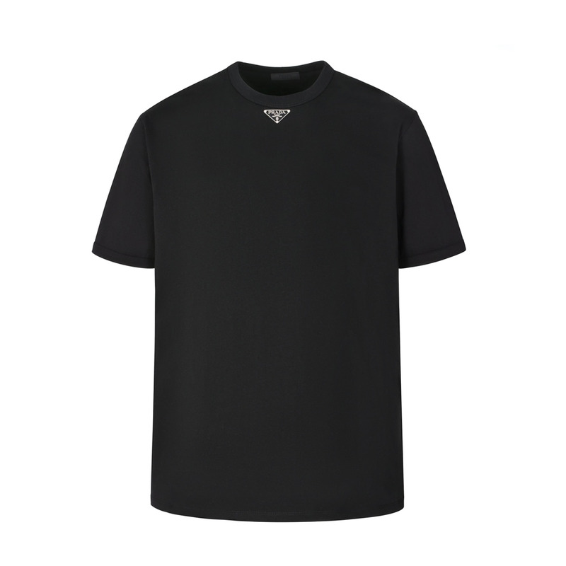 Prada Short-Sleeved T-shirt with Triangle Logo In Black