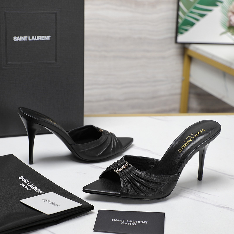 Saint Laurent Babylon Mules In Smooth Leather Black