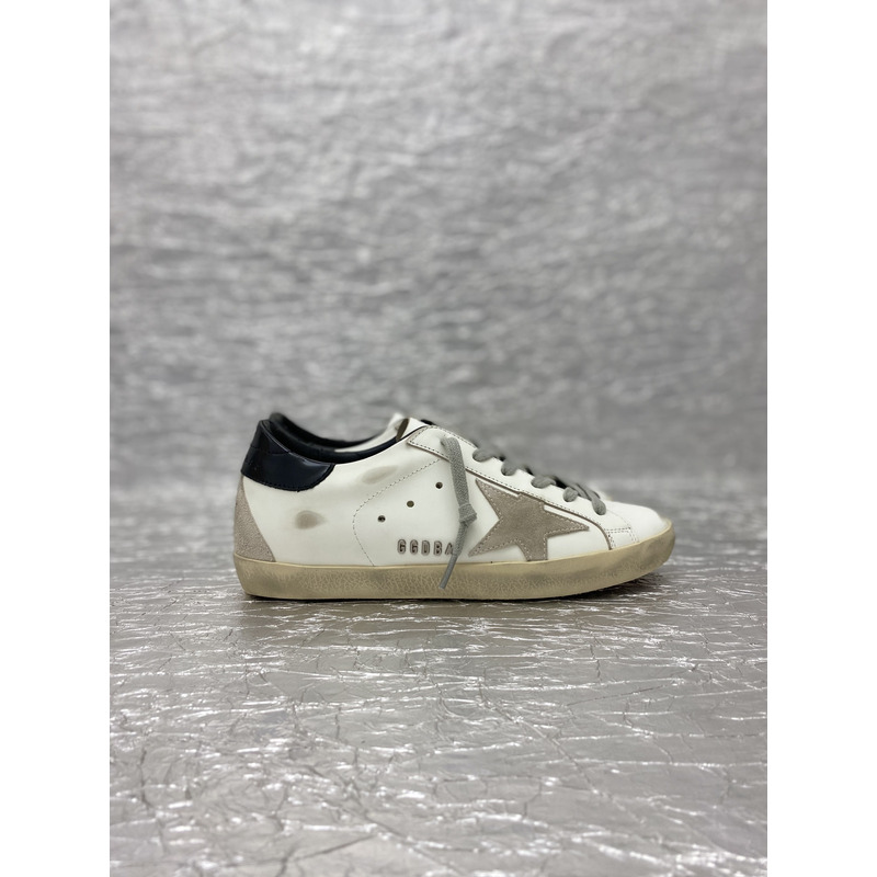 GGDB Super-Star Sneakers In White Leather with Black Heel Tab & Grey Star