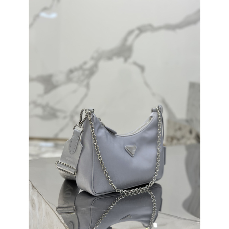 Prada Re-Edition 2005 Re-Nylon Bag In Light Grey