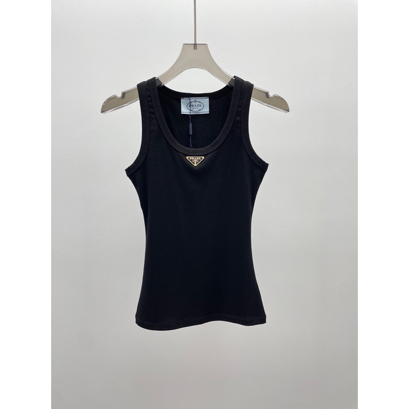 Prada Black Ribbed Knit Tank Top