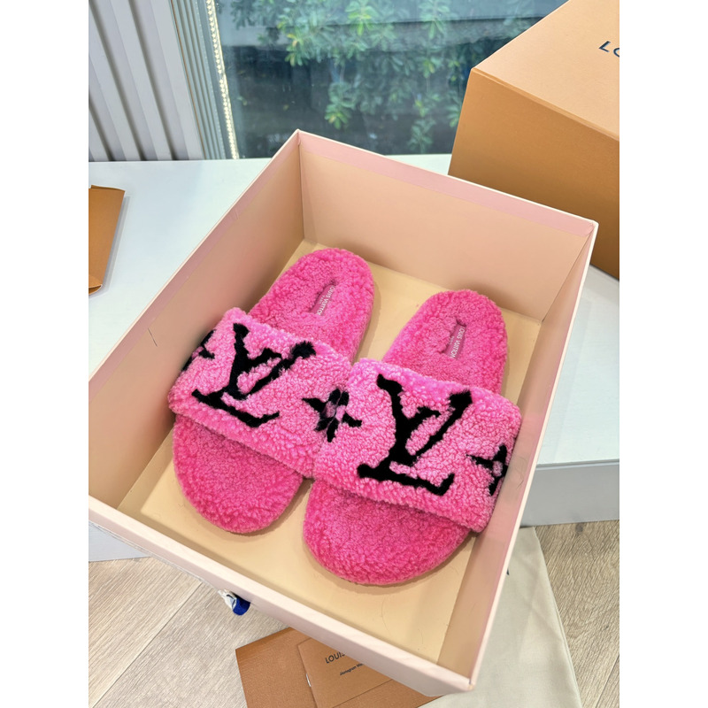 Louis Vuitton Pool Slide With Monogram Embroidery In Pink