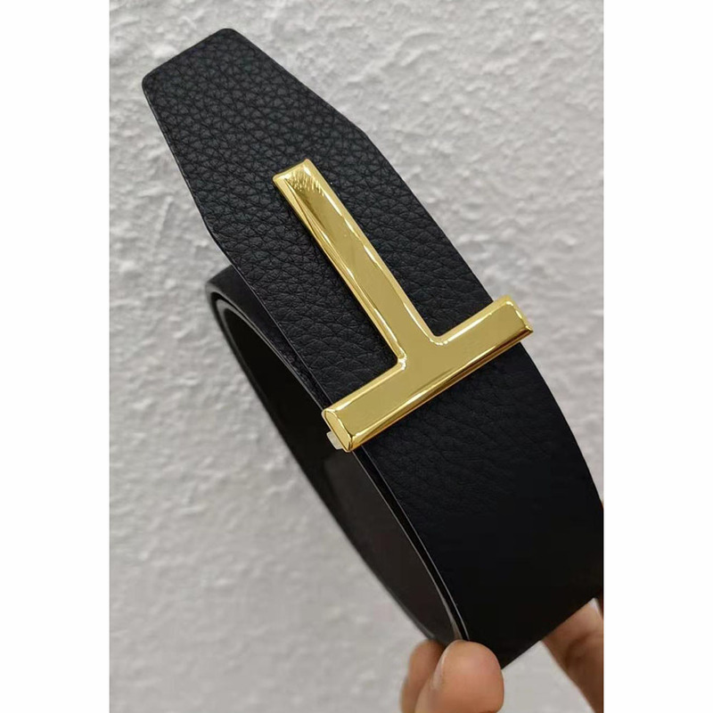 Tom Ford Signature Golden T Buckle Leather Belt