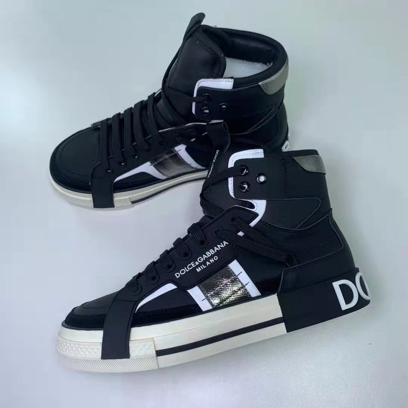 Dolce & Gabbana Calfskin 2.Zero custom high-top sneakers with contrasting details