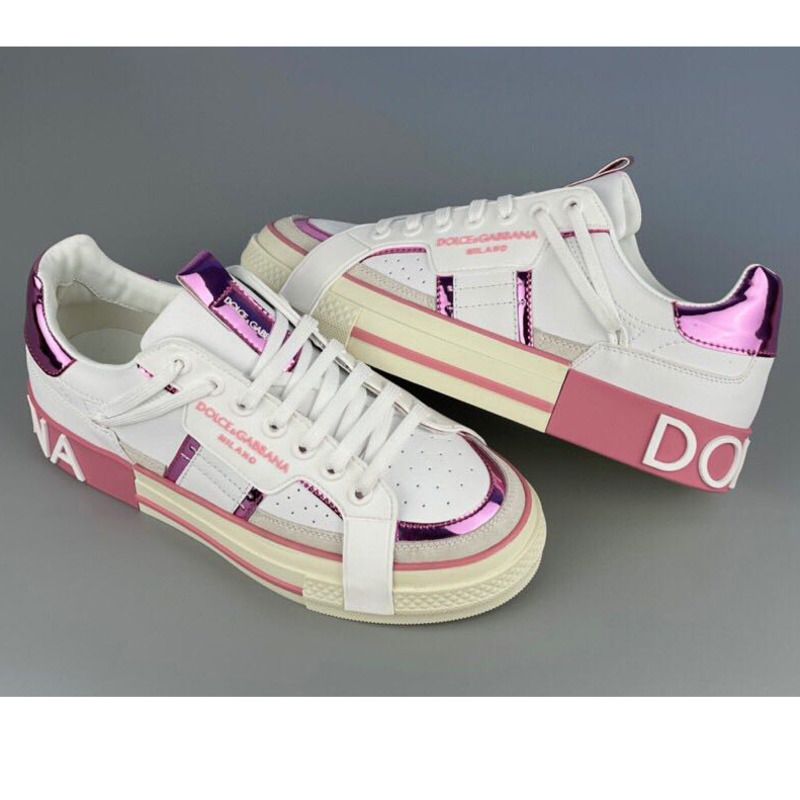 Dolce & Gabbana Calfskin 2Zero custom sneakers in pink