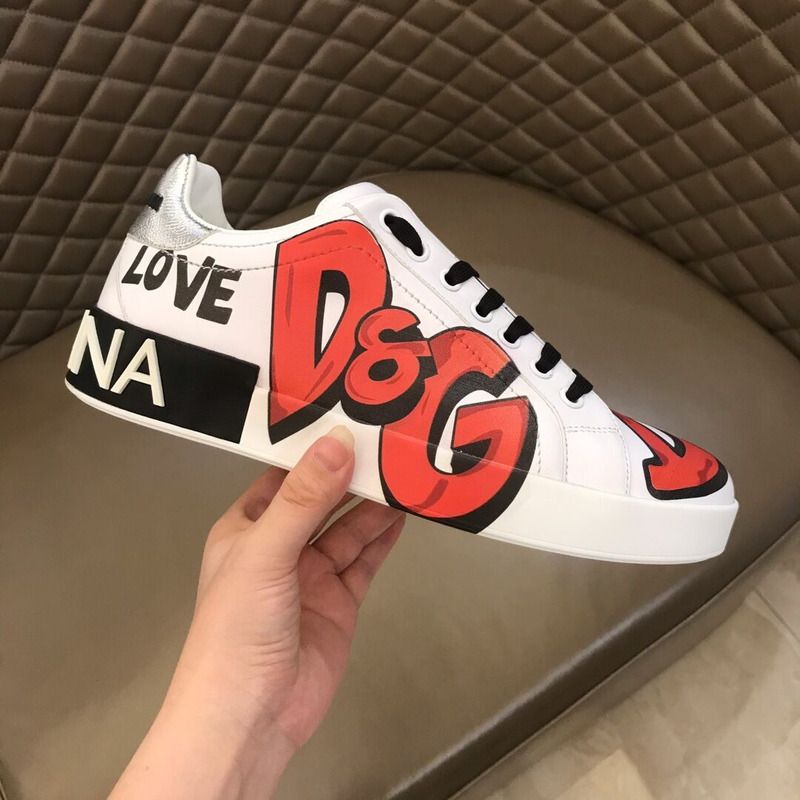 Dolce & Gabbana Portofino Sneakers in Printed Calfskin Nappa