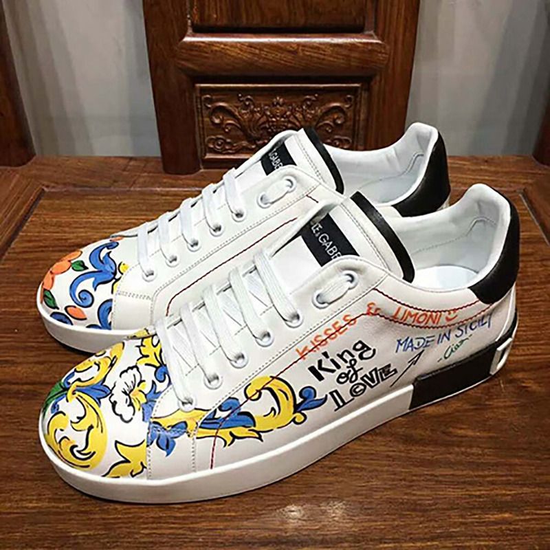 Dolce & Gabbana Printed Calfskin Portofino Sneaker