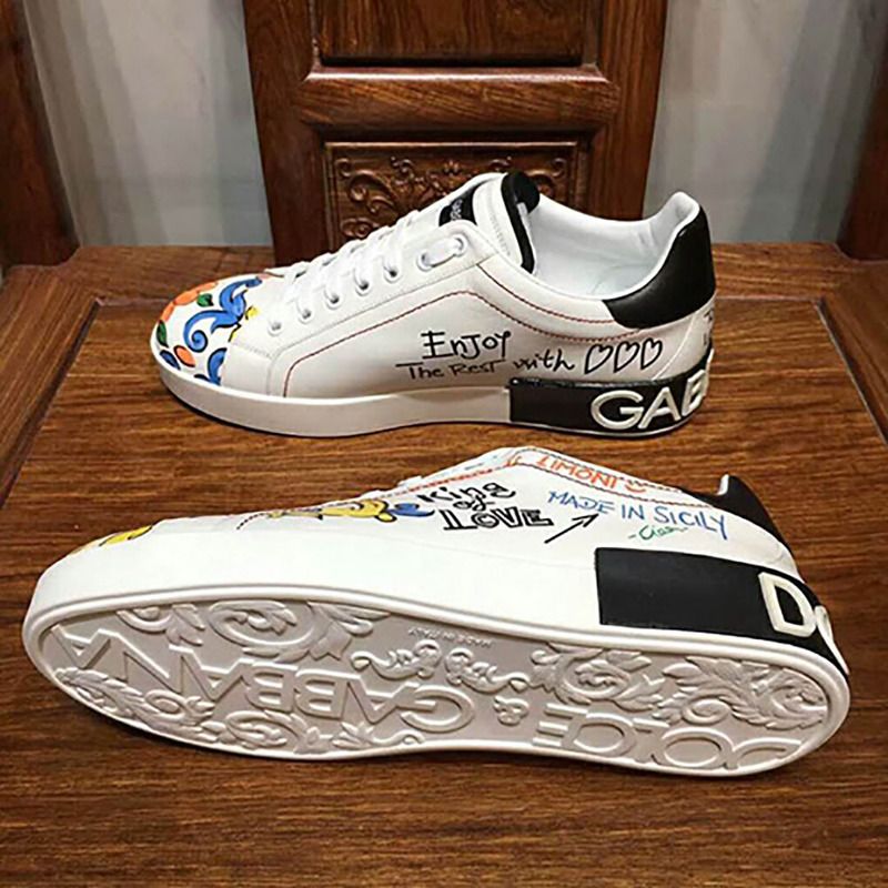 Dolce & Gabbana Printed Calfskin Portofino Sneaker