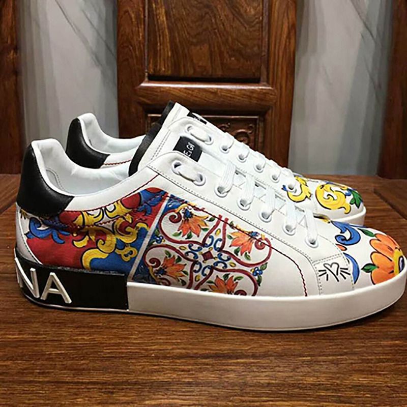 Dolce & Gabbana Printed Calfskin Portofino Sneaker