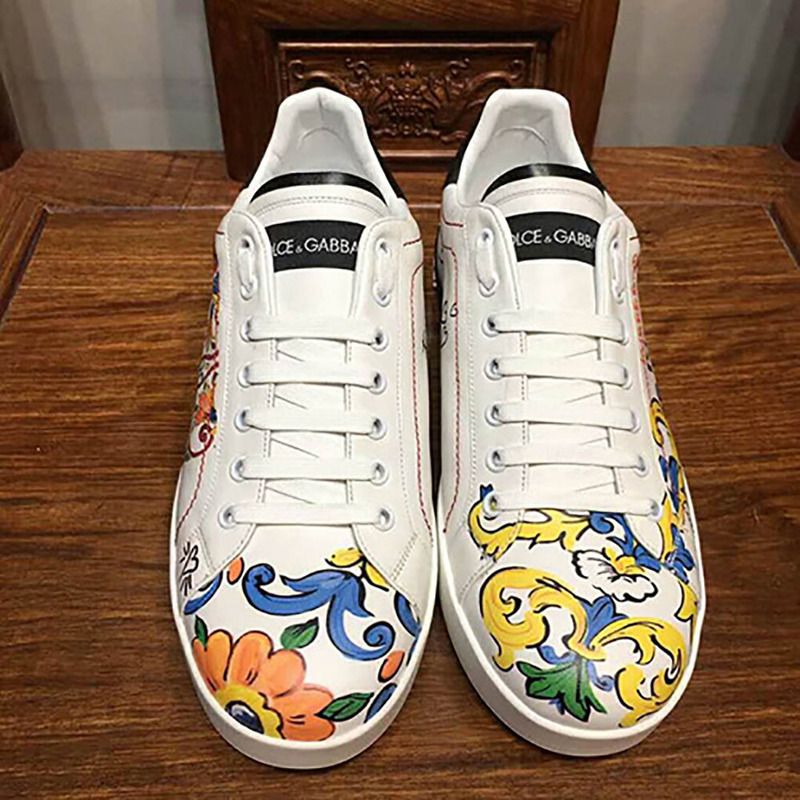 Dolce & Gabbana Printed Calfskin Portofino Sneaker