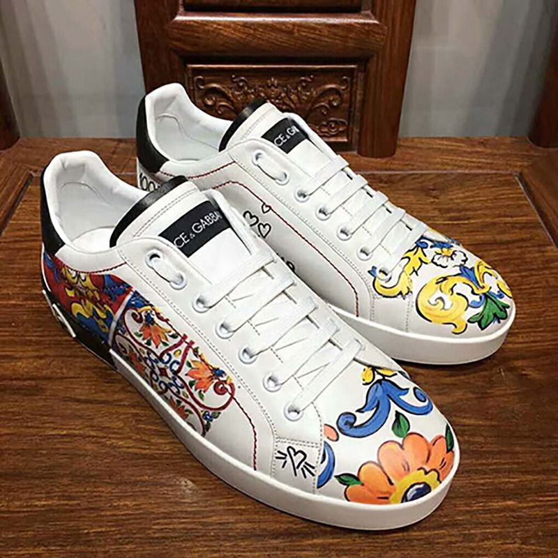 Dolce & Gabbana Printed Calfskin Portofino Sneaker