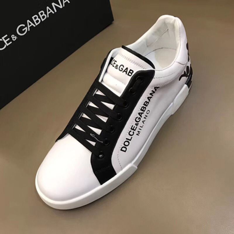 Dolce & Gabbana Portofino Sneaker in Printed Patent Calfskin(Black/White)